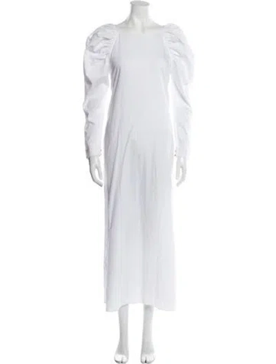 Pre-owned Mara Hoffman Bateau Neckline Long Dress In White