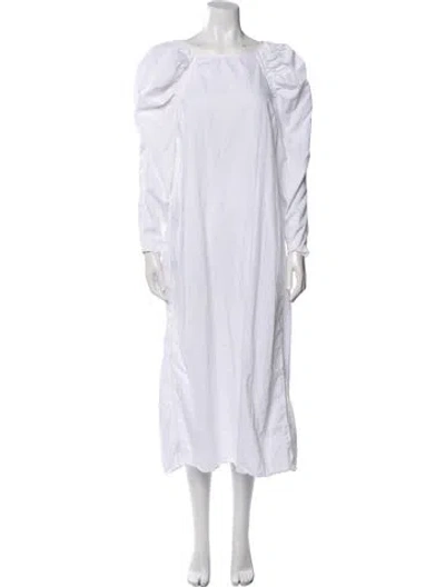 Pre-owned Mara Hoffman Bateau Neckline Long Dress In White