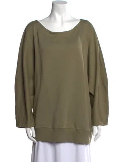 Pre-owned Mara Hoffman Bateau Neckline Long Sleeve Sweatshirt In Green