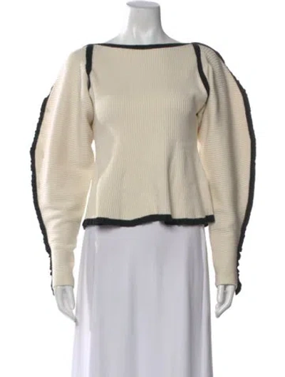 Pre-owned Mara Hoffman Bateau Neckline Long Sleeve Top In Neutral