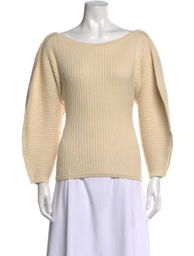 Pre-owned Mara Hoffman Bateau Neckline Long Sleeve Top In Neutral