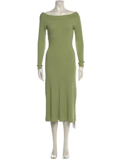 Pre-owned Mara Hoffman Bateau Neckline Midi Length Dress In Green