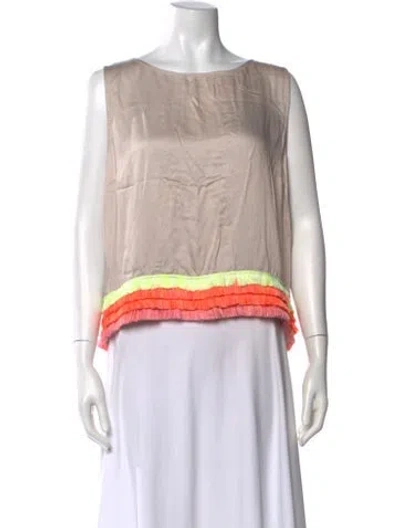 Pre-owned Mara Hoffman Bateau Neckline Sleeveless Top In Brown