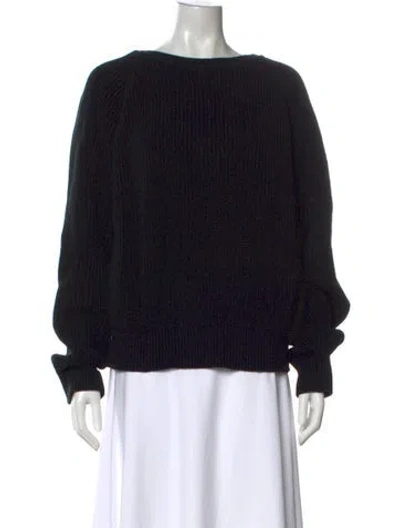 Pre-owned Mara Hoffman Bateau Neckline Sweater In Black