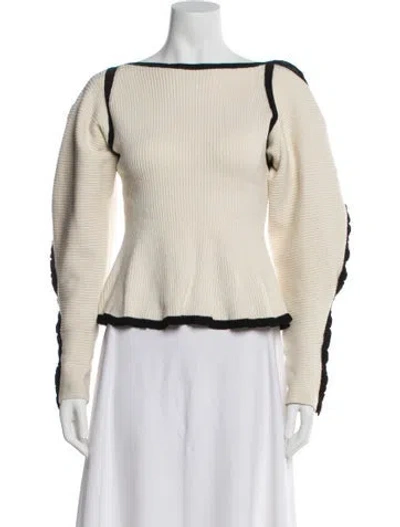Pre-owned Mara Hoffman Bateau Neckline Sweater In Neutral