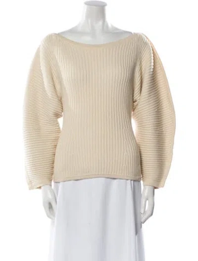 Pre-owned Mara Hoffman Bateau Neckline Sweater In Neutrals