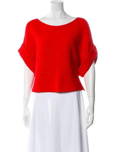 Pre-owned Mara Hoffman Bateau Neckline Sweater In Red
