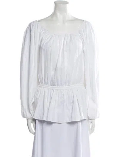 Pre-owned Mara Hoffman Bateau Neckline Three-quarter Sleeve Blouse In White