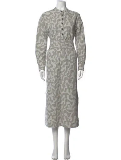 Pre-owned Mara Hoffman Camouflage Print Midi Length Dress In Neutrals