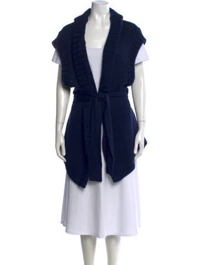 Pre-owned Mara Hoffman Cashmere Open Front Sweater In Blue