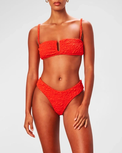 Mara Hoffman Cece High-waist Bikini Bottoms In Red