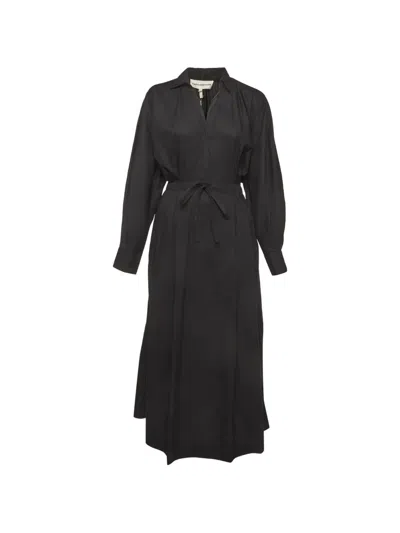 Pre-owned Mara Hoffman Colleen Puff-sleeve Shirt Midi Dress In Black