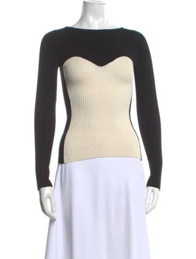 Pre-owned Mara Hoffman Colorblock Pattern Bateau Neckline Top In White
