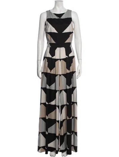 Pre-owned Mara Hoffman Colorblock Pattern Crew Neck Jumpsuit In Black