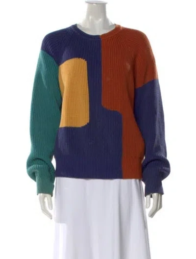Pre-owned Mara Hoffman Colorblock Pattern Crew Neck Sweater In Neutral