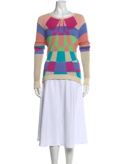 Pre-owned Mara Hoffman Colorblock Pattern Crew Neck Sweater In Neutral