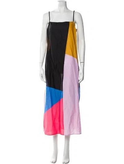 Pre-owned Mara Hoffman Colorblock Pattern Long Dress In Black