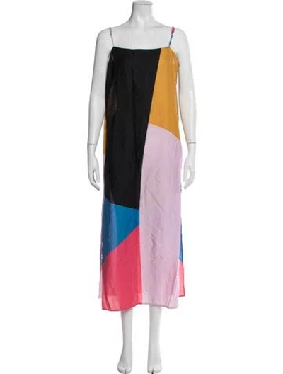 Pre-owned Mara Hoffman Colorblock Pattern Long Dress In Black