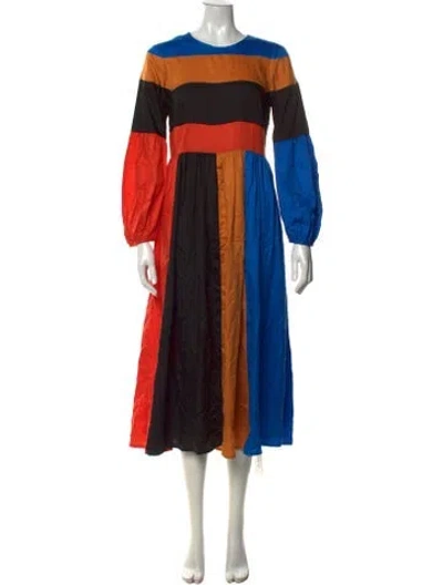 Pre-owned Mara Hoffman Colorblock Pattern Long Dress In Black