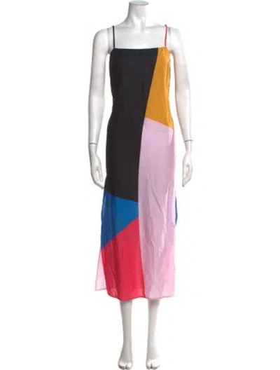 Pre-owned Mara Hoffman Colorblock Pattern Long Dress In Black