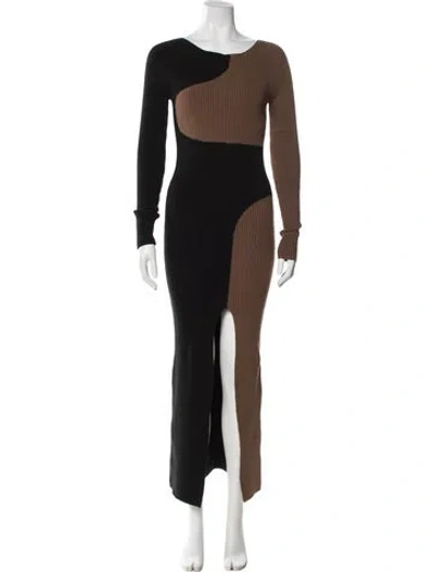 Pre-owned Mara Hoffman Colorblock Pattern Long Dress In Brown