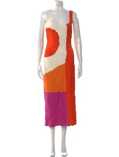 Pre-owned Mara Hoffman Colorblock Pattern Long Dress In Neutral