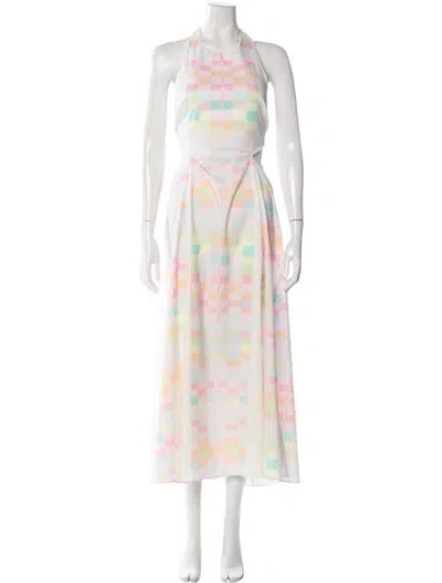 Pre-owned Mara Hoffman Colorblock Pattern Long Dress In Pink