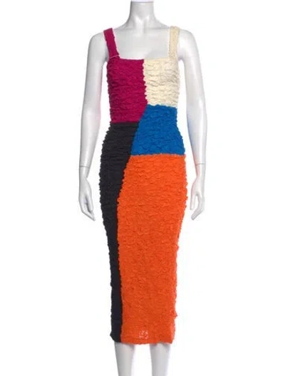 Pre-owned Mara Hoffman Colorblock Pattern Long Dress W/ Tags In Orange