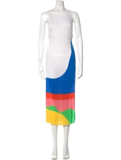 Pre-owned Mara Hoffman Colorblock Pattern Long Dress In White