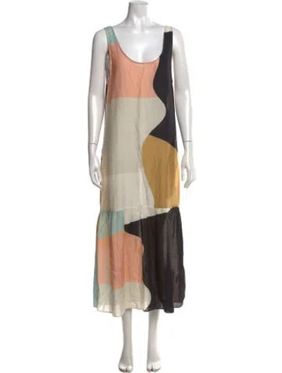 Pre-owned Mara Hoffman Colorblock Pattern Long Dress In White