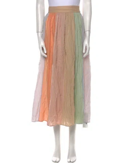 Pre-owned Mara Hoffman Colorblock Pattern Long Skirt In Orange