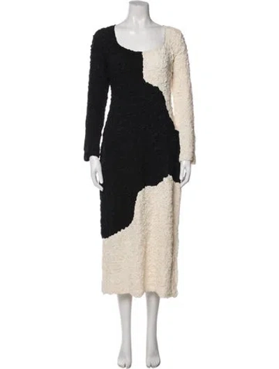 Pre-owned Mara Hoffman Colorblock Pattern Midi Length Dress In Black