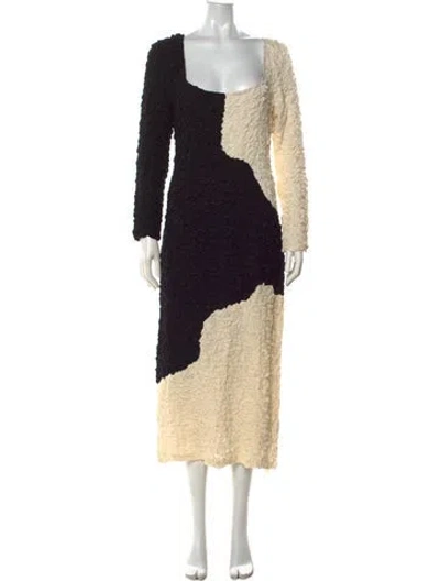 Pre-owned Mara Hoffman Colorblock Pattern Midi Length Dress In Black