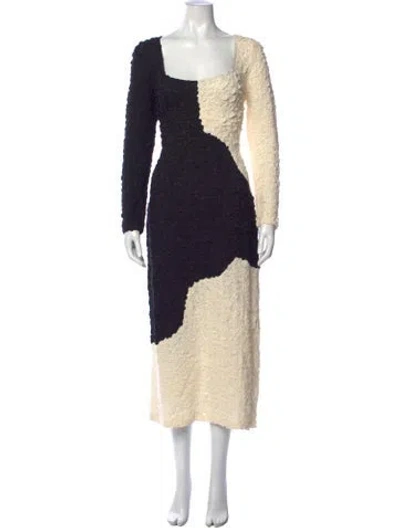 Pre-owned Mara Hoffman Colorblock Pattern Midi Length Dress In Black