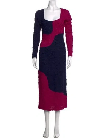 Pre-owned Mara Hoffman Colorblock Pattern Midi Length Dress In Blue/purple