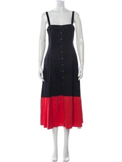Pre-owned Mara Hoffman Colorblock Pattern Midi Length Dress In Blue/red