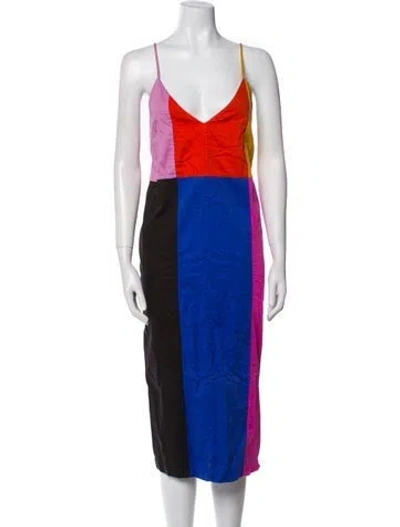 Pre-owned Mara Hoffman Colorblock Pattern Midi Length Dress In Multi