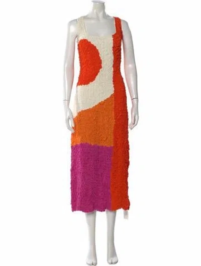 Pre-owned Mara Hoffman Colorblock Pattern Midi Length Dress In Neutral