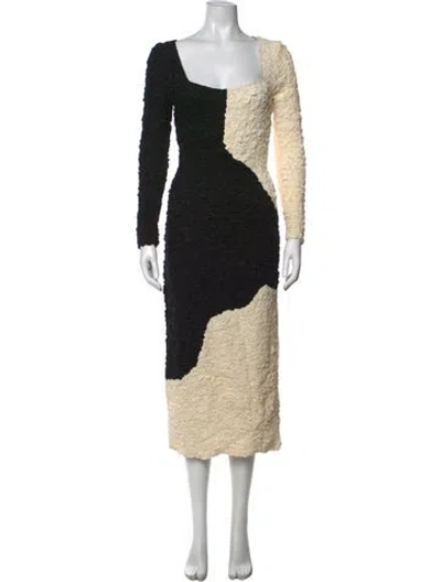 Pre-owned Mara Hoffman Colorblock Pattern Midi Length Dress In Neutrals
