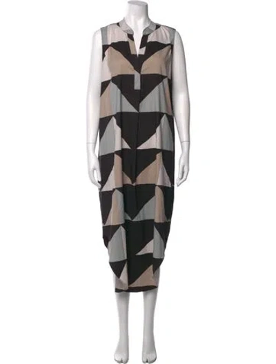Pre-owned Mara Hoffman Colorblock Pattern Midi Length Dress In Neutrals