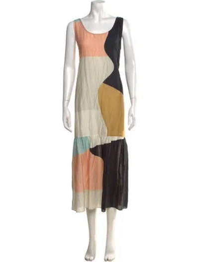 Pre-owned Mara Hoffman Colorblock Pattern Midi Length Dress In Neutrals