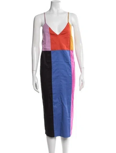 Pre-owned Mara Hoffman Colorblock Pattern Midi Length Dress In Pink