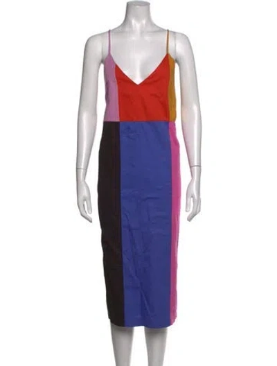 Pre-owned Mara Hoffman Colorblock Pattern Midi Length Dress In Pink/purple