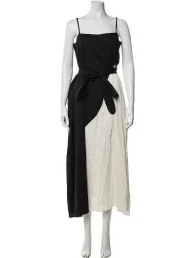 Pre-owned Mara Hoffman Colorblock Pattern Midi Length Dress In White