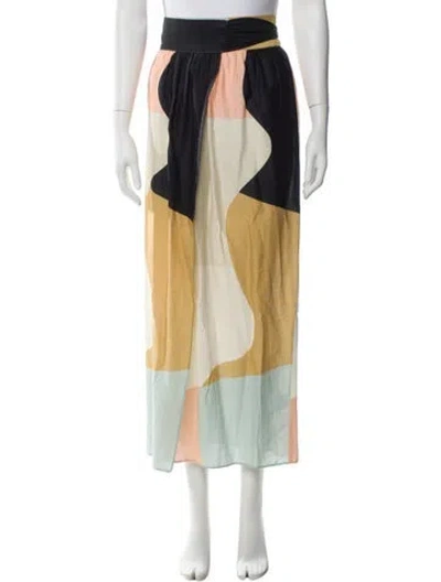 Pre-owned Mara Hoffman Colorblock Pattern Midi Length Skirt In Blue