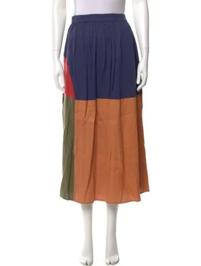 Pre-owned Mara Hoffman Colorblock Pattern Midi Length Skirt In Orange