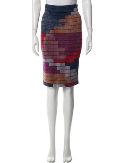 Pre-owned Mara Hoffman Colorblock Pattern Midi Length Skirt In Purple