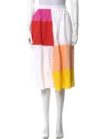 Pre-owned Mara Hoffman Colorblock Pattern Midi Length Skirt In White