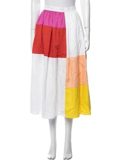 Pre-owned Mara Hoffman Colorblock Pattern Midi Length Skirt In White