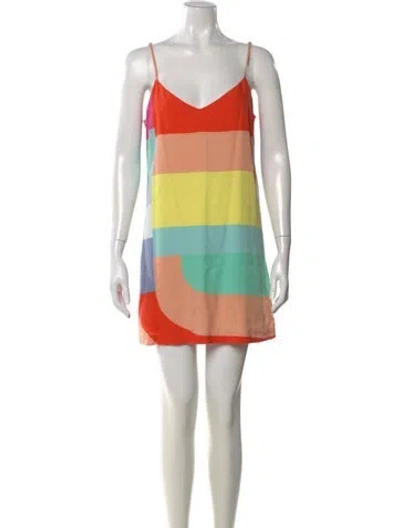 Pre-owned Mara Hoffman Colorblock Pattern Mini Dress In Orange